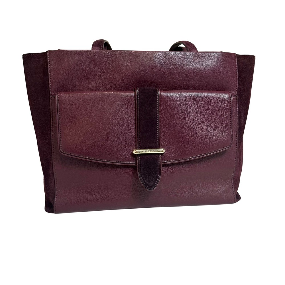 Kate Spade Roselyn Hunts Mulled Wine Leather and Suede Tote Bag‎ Gold Hardware